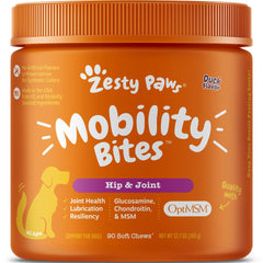 Zesty Paws Hip & Joint Mobility Bites Duck Flavor Dog Supplement Chews 90ct