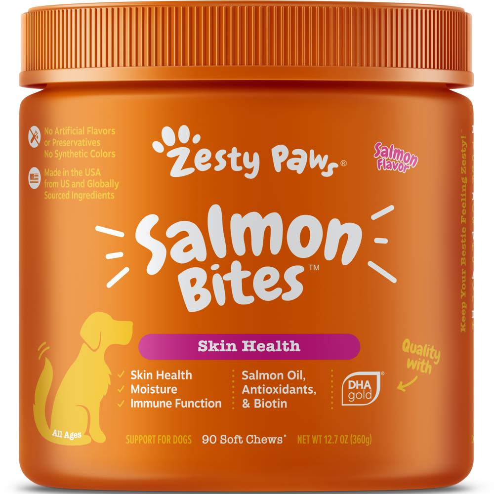 Zesty Paws Salmon Bites Salmon Flavor Dog Supplement Chews 90ct