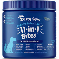 Zesty Paws Senior Advanced 11-in-1 Bites Chicken Flavor Dog Supplement Chews 90ct