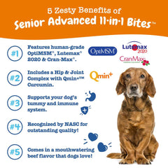 Zesty Paws Senior Advanced 11-in-1 Bites Chicken Flavor Dog Supplement Chews 90ct
